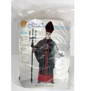 California Costumes Black Mass Adult Costume Skull Mask Hat Robe Large New